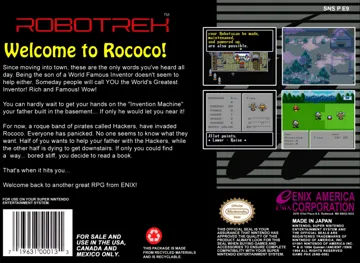 Robotrek (USA) box cover back